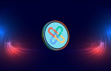 Dijital arkaplanda zincir-pcx kripto para birimi resimleri. 3d illüstrasyon.