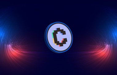 Dijital arkaplanda dışbükey finans-cvx kripto para birimi logoları resimleri. 3d illüstrasyon.