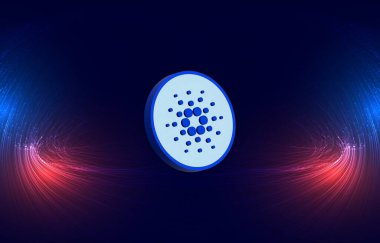 Dijital arkaplanda cardano-ada sanal para birimi resmi. 3d illüstrasyon.