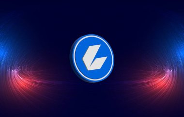 Dijital arkaplanda Cece kripto para birimi resimleri. 3d illüstrasyon.