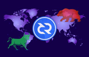 Dijital arkaplanda dekont-dcr sanal para birimi resmi. 3B çizimler.