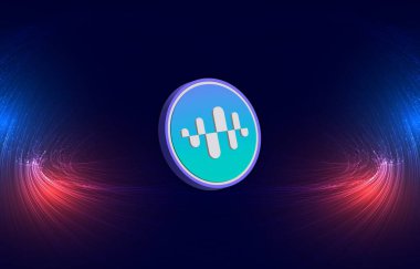 Enzim-mIn dijital arkaplanda sanal para birimi görüntüsü. 3B çizimler.