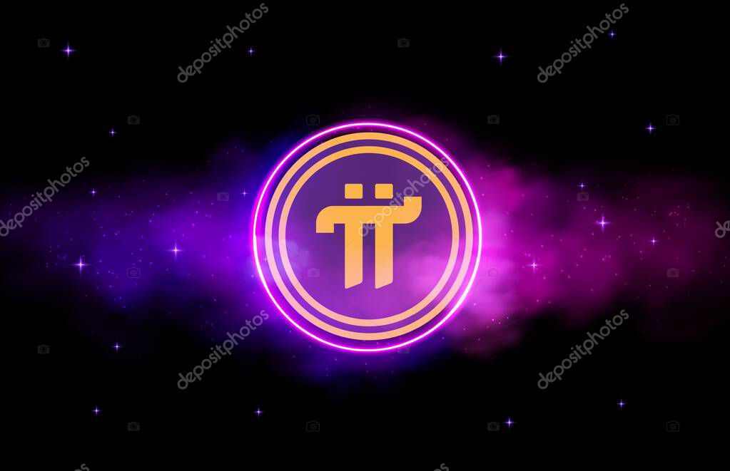 Pi network-pi coin cryptocurrency image on digital background. 3d illustrations.