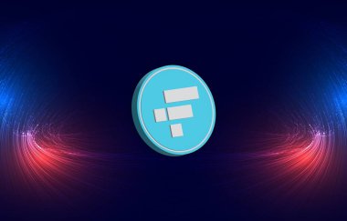 Dijital arkaplanda ftx token-ftt şifreli para birimi logoları. 3d illüstrasyon.