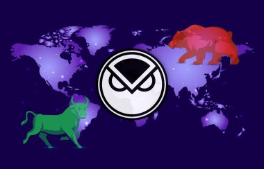 Dijital arkaplanda gnosis-gno şifreli para birimi resimleri. 3d illüstrasyon.