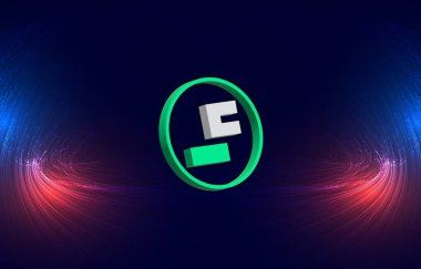 Dijital arkaplanda ilk dijital para şifreli para birimi resmi. 3d illüstrasyon.