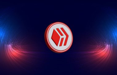 Dijital arkaplanda kripto para birimi görüntülerini göster. 3d illüstrasyon.