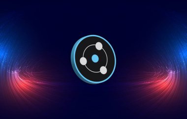 Dijital arkaplanda iyon kripto resmi var. 3d illüstrasyon.