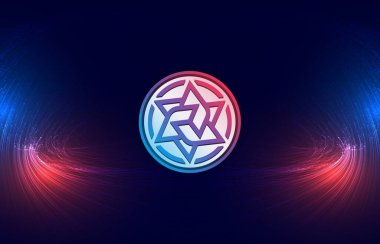 Dijital arkaplanda irisnet-iris kripto-para birimi görüntüleri. 3d illüstrasyon.