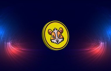 Dijital arka planda hamster-jambon şifreli para birimi logosu çizimleri. 3B çizimler.