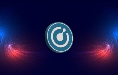 Dijital arkaplanda komodo-kmd şifreli para birimi resimleri. 3d illüstrasyon.