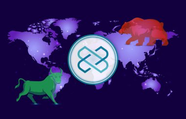 Dijital arkaplanda ağ dokuması şifreli para birimi logoları var. 3d illüstrasyon.