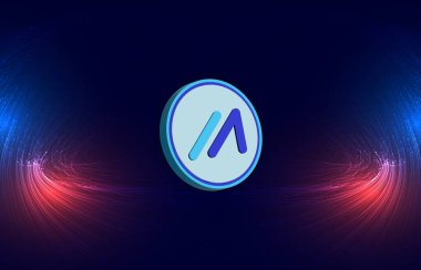 Dijital arka planda kılıçbalığı havuzu kripto para birimi görüntüleri. 3d illüstrasyon.