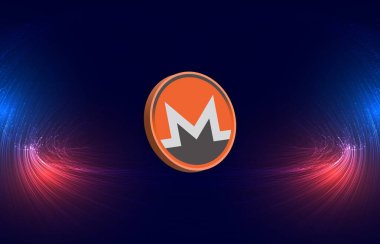 Monero-x. Bay Şifreleme 'nin dijital arka plandaki görüntüleri. 3d illüstrasyon.