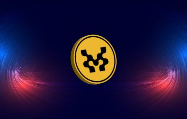 dijital arkaplanda hareket-hareket sanal para birimi resmi. 3d illüstrasyon.