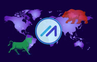 Dijital arka planda kılıçbalığı havuzu kripto para birimi görüntüleri. 3d illüstrasyon.