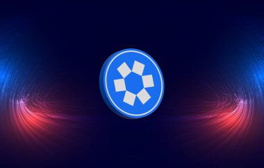 Dijital arkaplanda çekirdek dao-core kripto para birimi resimleri. 3d illüstrasyon.