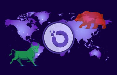 Dijital arkaplanda orkide-oxt sanal para birimi resimleri. 3d illüstrasyon.