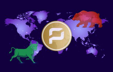 Dijital arka planda prate chain-arrr logosunun görüntüleri. 3d illüstrasyon.