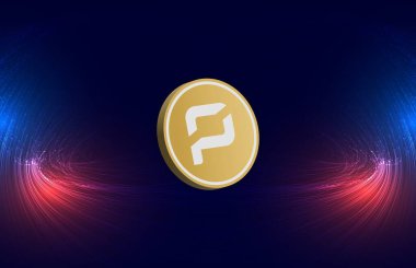 Dijital arka planda prate chain-arrr logosunun görüntüleri. 3d illüstrasyon.