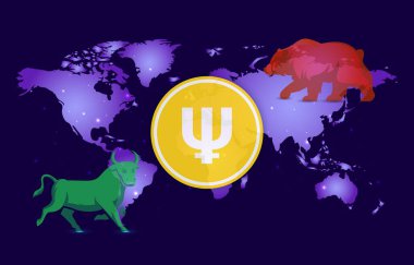 Primecoin-xpm dijital arkaplanda şifreli para birimi resimleri. 3d illüstrasyon.