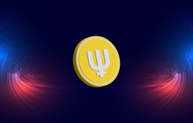 Primecoin-xpm dijital arkaplanda şifreli para birimi resimleri. 3d illüstrasyon.
