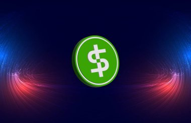 Soyut arkaplanda paxos-usdp şifreli para birimi çizimleri. 3d illüstrasyon.