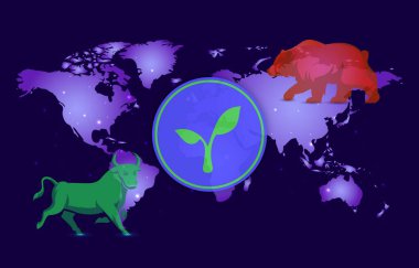 Dijital arkaplanda radar-rad kripto-para birimi görüntüleri. 3d illüstrasyon.