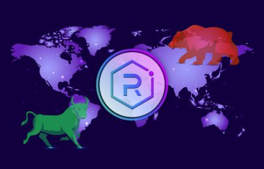raydium-ray virtual currency image in the digital background. 3d illustrations.