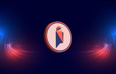 Ravencoin-Rvn dijital arkaplanda şifreli para birimi görüntüleri. 3d illüstrasyon.