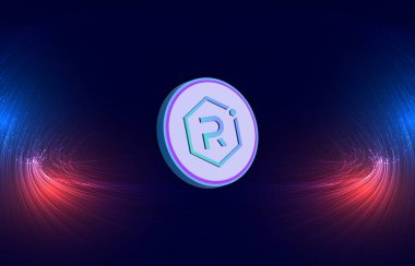 raydium-ray virtual currency image in the digital background. 3d illustrations.