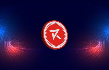 Dijital arkaplanda kırmızı paralı sanal para birimi resimleri. 3d illüstrasyon.