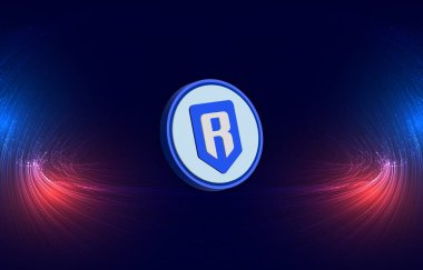 Dijital arkaplanda ronin-ron kripto para birimi görüntüleri. 3d illüstrasyon.