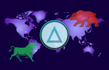 Dijital arka planda tuz kripto para birimi logosu çizimleri. 3B çizimler.