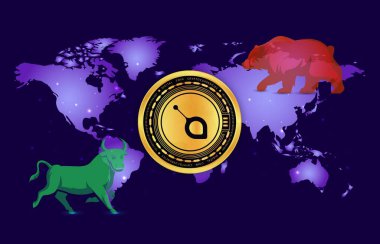 Dijital arkaplanda siacoin-sc şifreli para birimi resmi. 3d illüstrasyon.