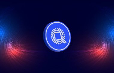 Dijital arkaplanda qtum şifreleme resimleri. 3d illüstrasyon.