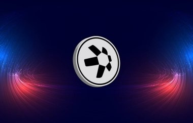 dijital arkaplanda quant-qnt sanal para birimi resmi. 3d illüstrasyon.