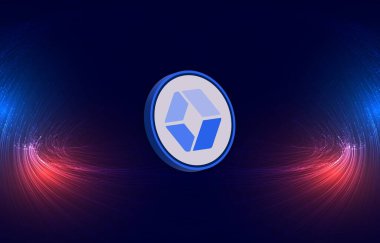 Dijital arkaplanda quarkchain-qkc para logosu resmi. 3d illüstrasyon.