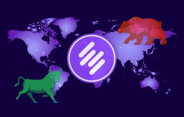 Dijital arkaplandaki solv protokol logosu görüntüleri. 3d illüstrasyon.