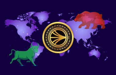 Dijital arkaplanda sonik şifreli resimler var. 3d illüstrasyon.