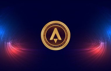 Dijital arkaplanda yıldız atlası sanal para birimi görüntüleri. 3d illüstrasyon.