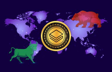 Dijital arkaplanda stratis-strax sanal para birimi görüntüleri. 3d illüstrasyon.