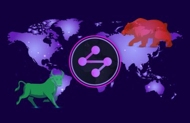 Dijital arkaplanda sinaps-syn 'in dijital para birimi görüntüleri. 3d illüstrasyon.