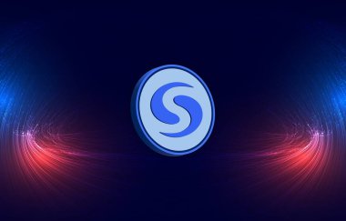 Sayısal arkaplandaki syscoin-sys şifreli para birimi resimleri. 3d illüstrasyon.