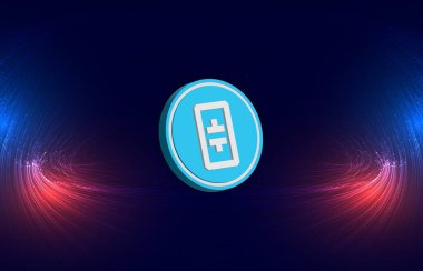 Dijital arkaplanda teta token-teta ağı kripto para birimi resimleri. 3d illüstrasyon.