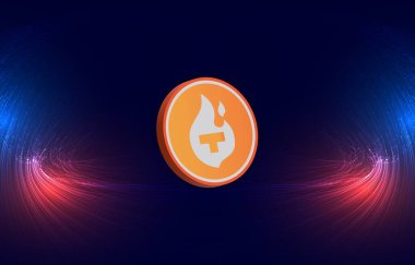 digital background image of theta fuel virtual currency. 3d drawings.