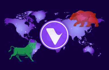 Dijital arkaplandaki terra virtüöz kolect-tvk kripto para birimi logolarının görüntüleri. 3d illüstrasyon.