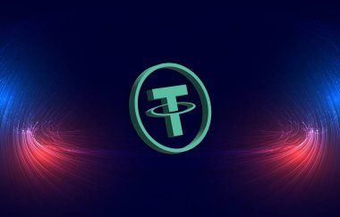 Dijital arkaplanda sanal para birimi resimleri var. 3d illüstrasyon.