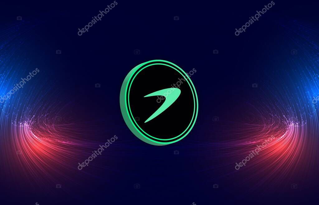 Tellor-trb cryptocurrency logos images on digital background. 3d illustrations.