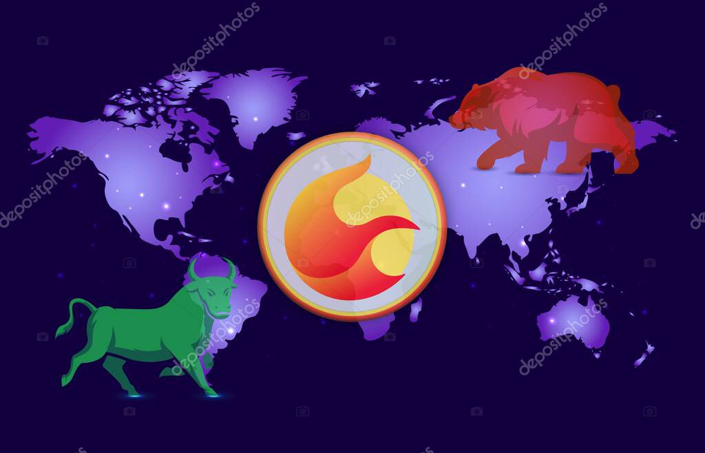 Digital background image of the terra classic-lunch virtual currency. 3d illustration.